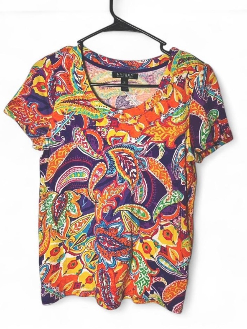 Lauren Ralph Lauren Rainbow Paisley Cotton Top - Size M - EUC